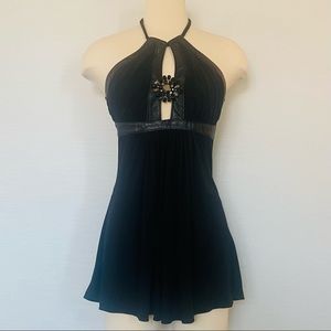 Sky Black Halter Mini Dress